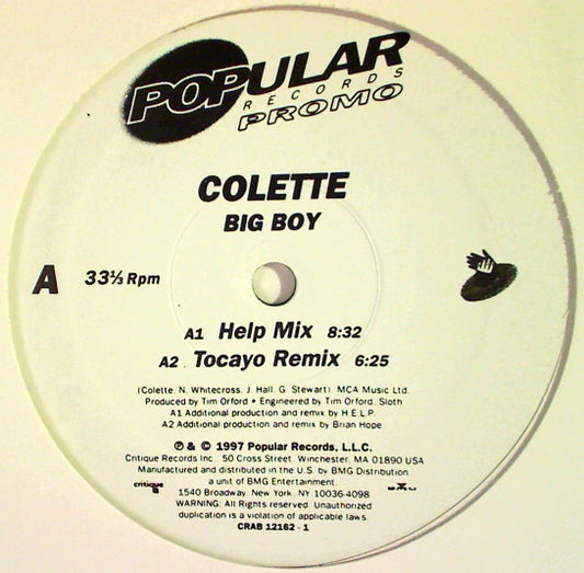 Colette (2) : Big Boy (12", Promo)