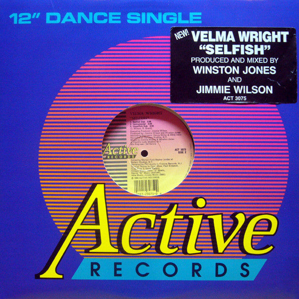 Velma Wright : Selfish (12", Single)