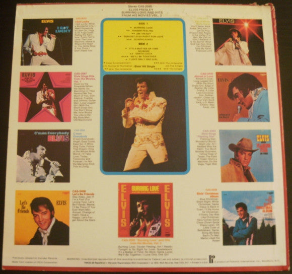 Elvis Presley : Burning Love And Hits From His Movies, Vol. 2 (LP, Comp, RE)