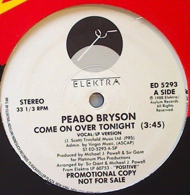 Peabo Bryson : Come On Over Tonight (12", Single, Promo)
