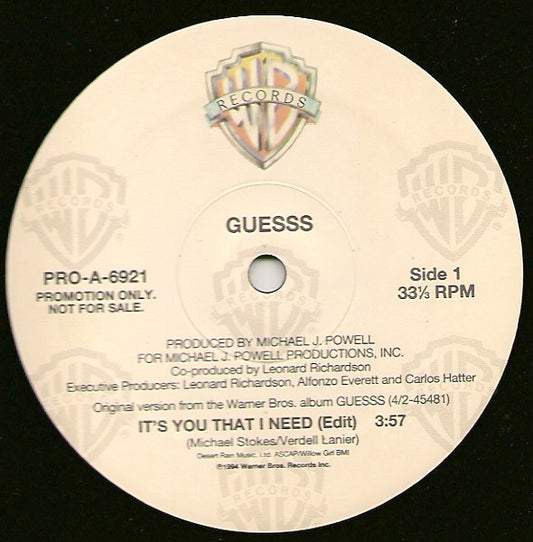 Guesss : It's You That I Need (12", Promo)
