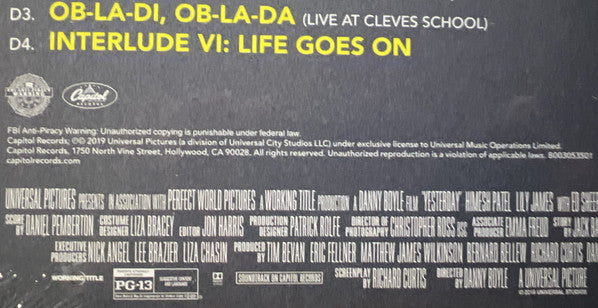 Various : Yesterday (Original Motion Picture Soundtrack) (2xLP, Album)