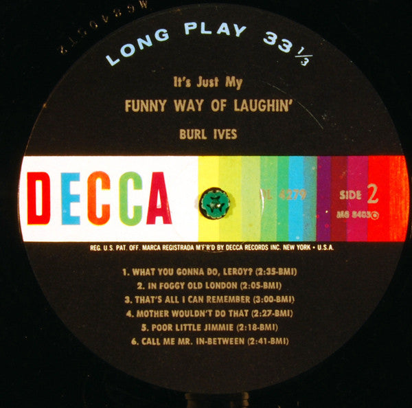 Burl Ives : It's Just My Funny Way Of Laughin' (LP, Album, Mono, Glo)