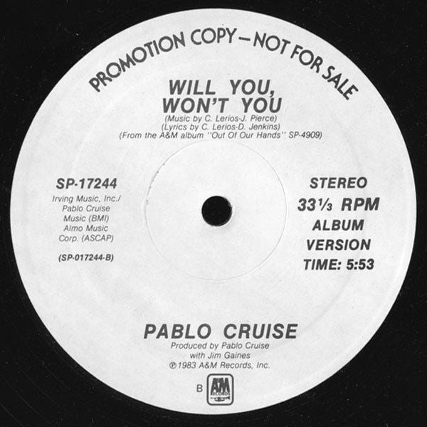 Pablo Cruise : Will You, Won't You (12", Promo)