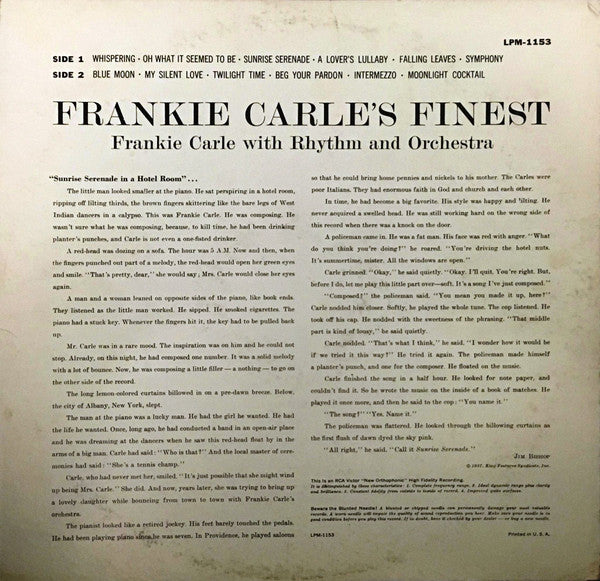 Frankie Carle : Frankie Carle's Finest (LP, Comp, Mono)