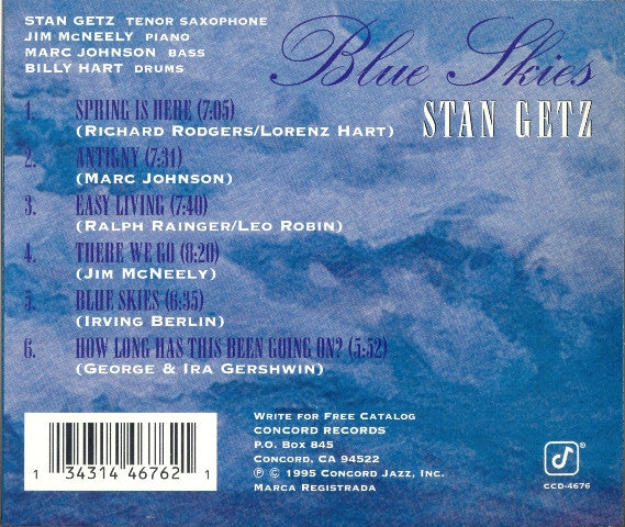 Stan Getz : Blue Skies (CD, Album)