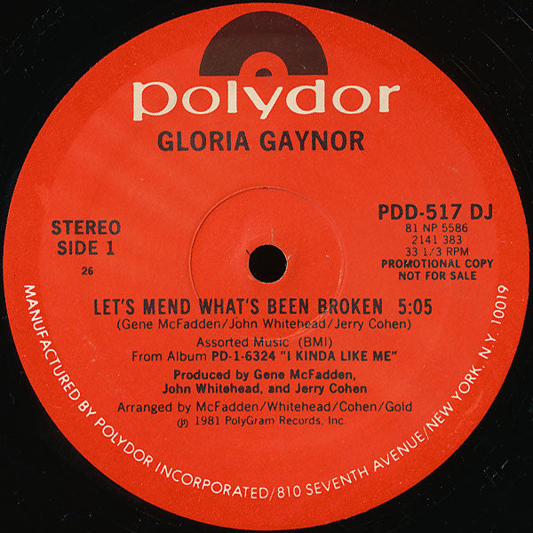 Gloria Gaynor : Let's Mend What's Been Broken (12", Promo)