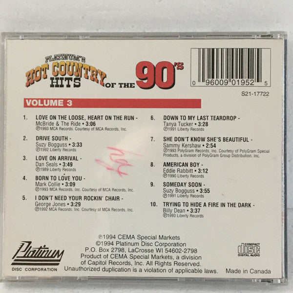 Various : Platinum's Hot Country Hits Of The 90's Volume 3 (CD, Comp)