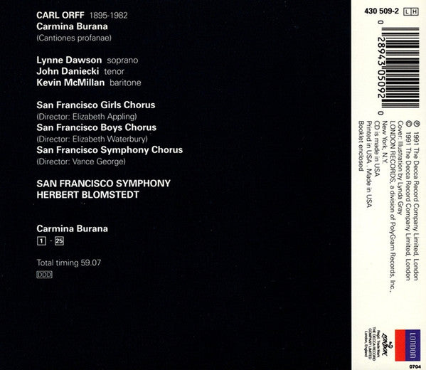 Carl Orff - San Francisco Symphony & San Francisco Symphony Chorus / Herbert Blomstedt : Carmina Burana (CD, Album)