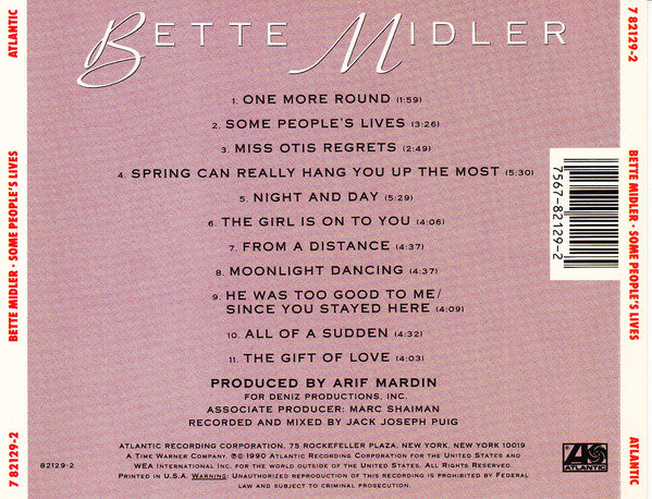 Bette Midler : Some People's Lives (CD, Album)