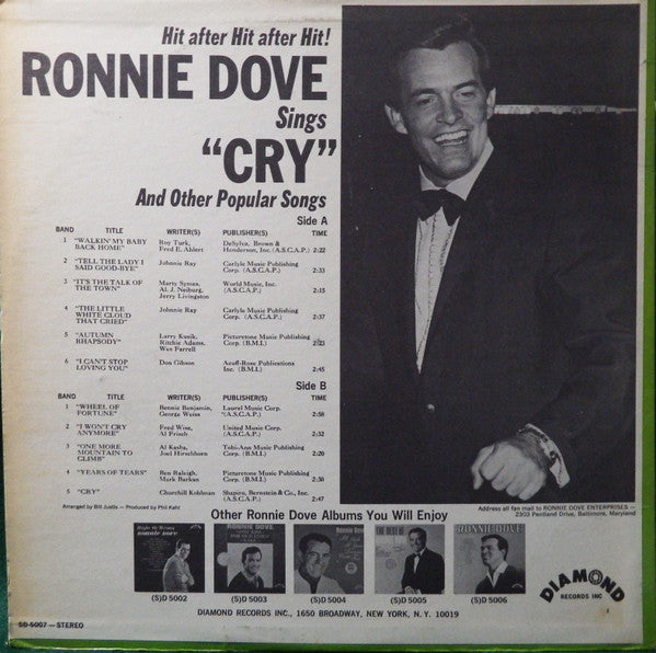 Ronnie Dove : Cry (LP, Album)