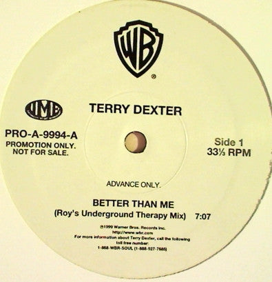 Terry Dexter : Better Than Me (12", Promo)