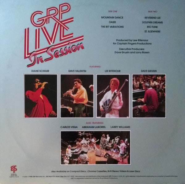 Dave Grusin, Lee Ritenour, Diane Schuur, Dave Valentin : GRP Live In Session (LP, Album)