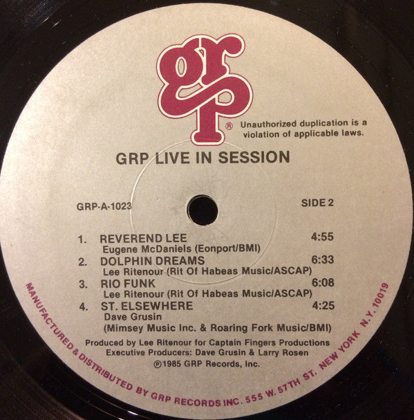 Dave Grusin, Lee Ritenour, Diane Schuur, Dave Valentin : GRP Live In Session (LP, Album)
