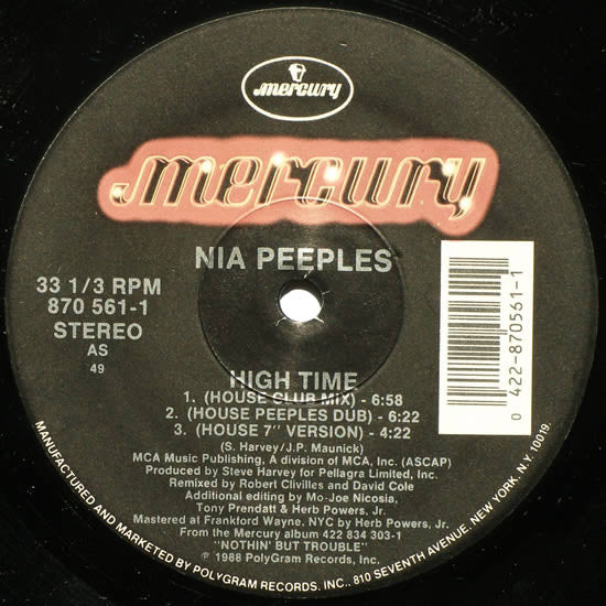 Nia Peeples : High Time (12", Maxi)