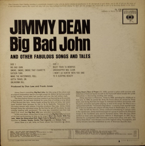 Jimmy Dean : Big Bad John And Other Fabulous Songs And Tales (LP, Album, Mono, Pit)