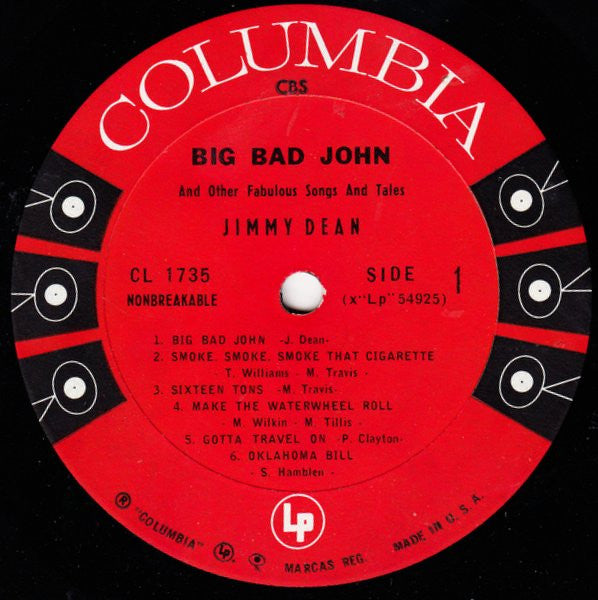 Jimmy Dean : Big Bad John And Other Fabulous Songs And Tales (LP, Album, Mono, Pit)