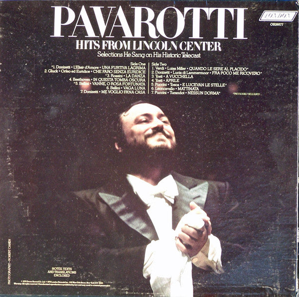 Luciano Pavarotti : Hits From Lincoln Center (LP, Album)