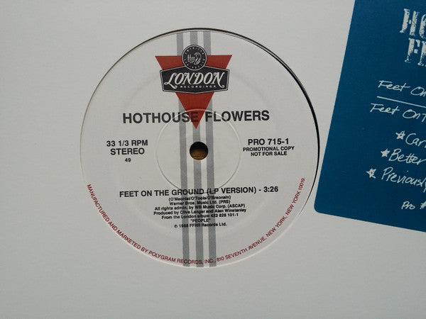 Hothouse Flowers : Feet On The Ground (12", Promo)