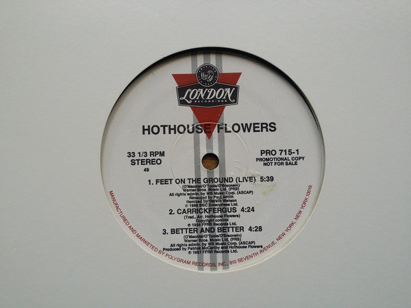 Hothouse Flowers : Feet On The Ground (12", Promo)