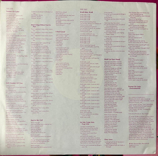 Larry Graham : Sooner Or Later (LP, Album, RE, Jac)