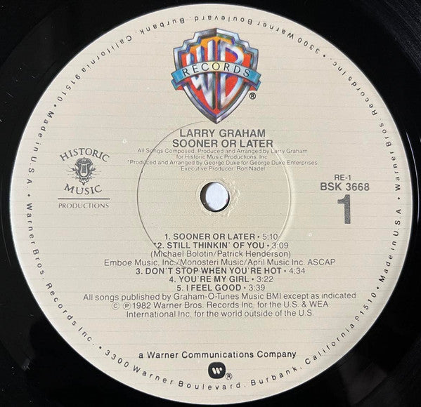 Larry Graham : Sooner Or Later (LP, Album, RE, Jac)