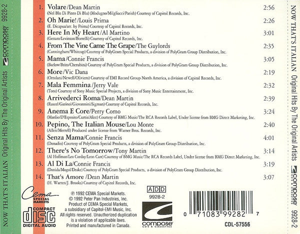 Various : Now That's Italian (CD, Comp)