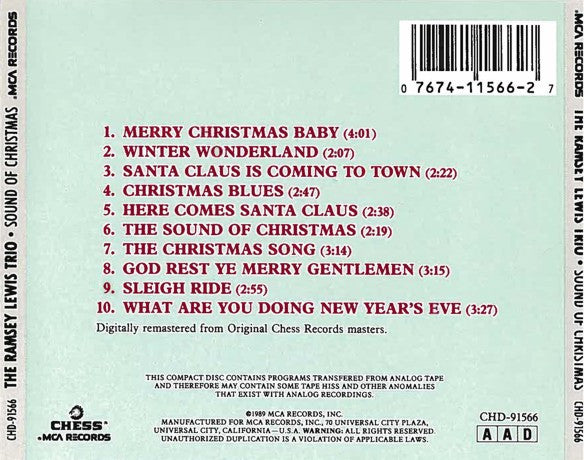 The Ramsey Lewis Trio : Sound Of Christmas (CD, Album, RE, RM)