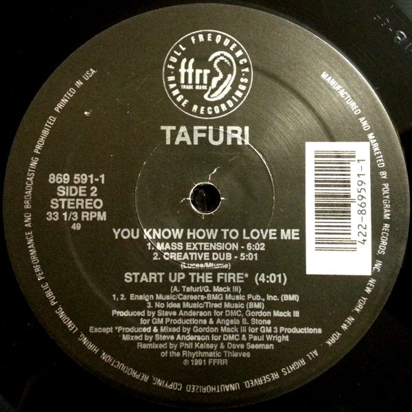 Tafuri : You Know How To Love Me / Start Up The Fire (12")