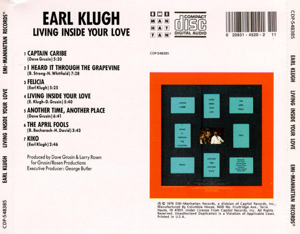 Earl Klugh : Living Inside Your Love (CD, Album, Club, RM)