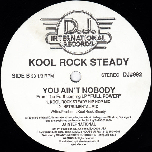 Kool Rock Steady : You Ain't Nobody (12")