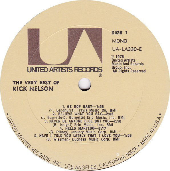 Ricky Nelson (2) : The Very Best Of Rick Nelson (LP, Comp, Mono)