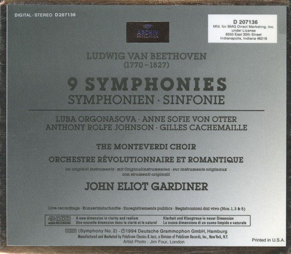Ludwig van Beethoven — Orchestre Révolutionnaire Et Romantique, John Eliot Gardiner : 9 Symphonies (6xCD, Comp, Club + Box)