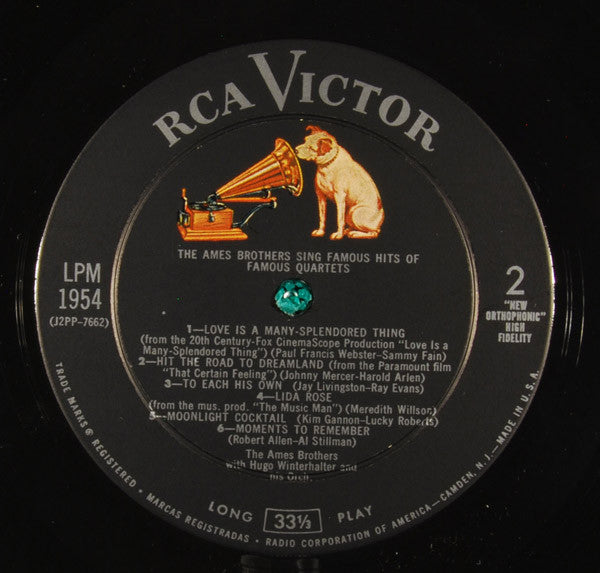 The Ames Brothers With Hugo Winterhalter Orchestra : Sing Famous Hits Of Famous Quartets (LP, Album, Mono)