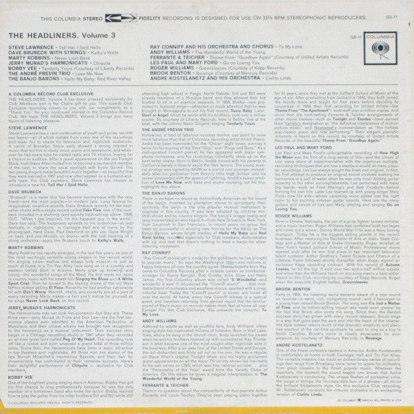 Various : The Headliners, Volume 3 (LP, Comp, Club, Ltd)