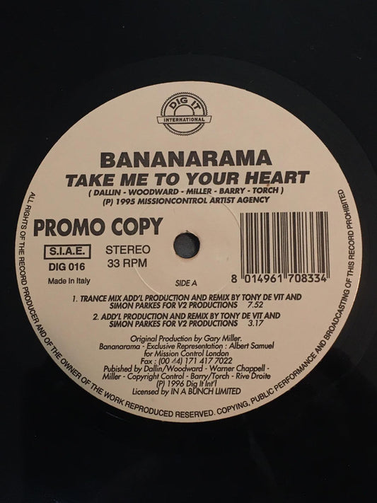 Bananarama : Take Me To Your Heart (12", Promo)
