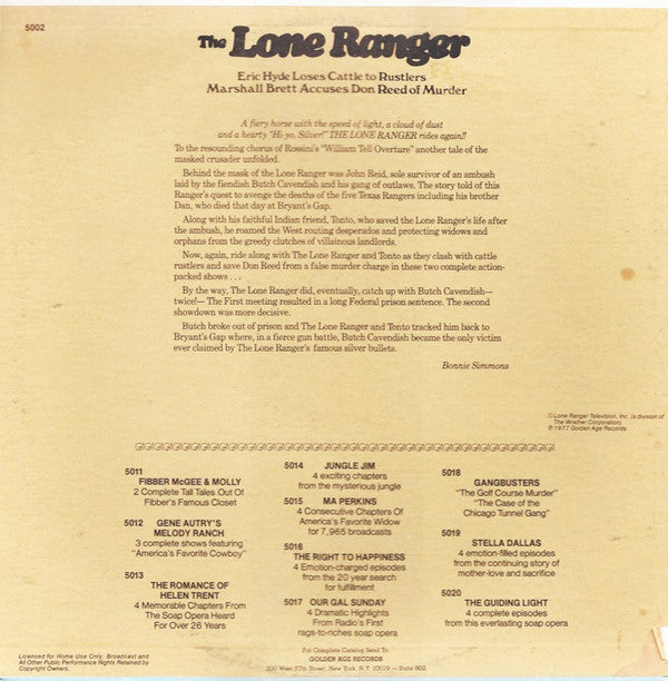 Unknown Artist : The Lone Ranger (LP)