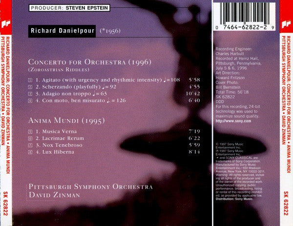 Richard Danielpour - David Zinman, The Pittsburgh Symphony Orchestra : Concerto For Orchestra / Anima Mundi (CD, Album)