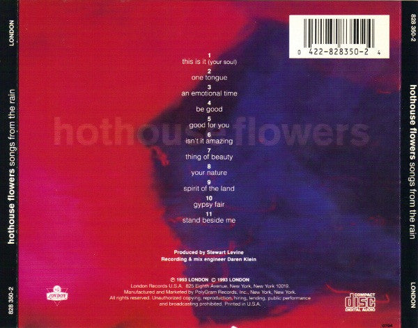 Hothouse Flowers : Songs From The Rain (CD, Album)