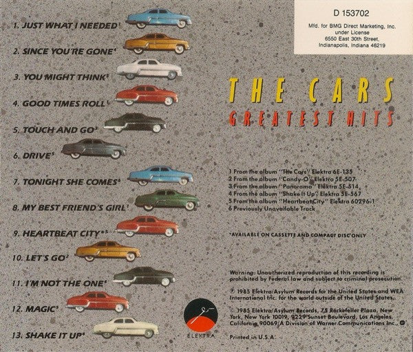 The Cars : The Cars Greatest Hits (CD, Comp, Club, BMG)