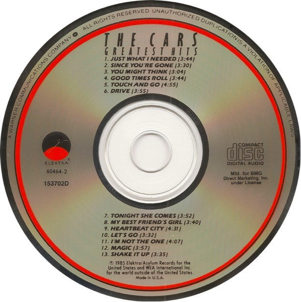 The Cars : The Cars Greatest Hits (CD, Comp, Club, BMG)