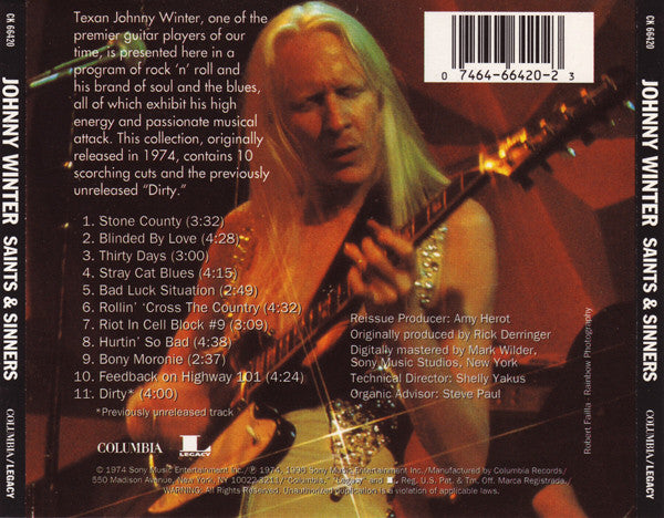Johnny Winter : Saints & Sinners (CD, Album, RE, RM)