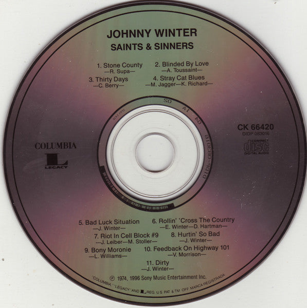Johnny Winter : Saints & Sinners (CD, Album, RE, RM)