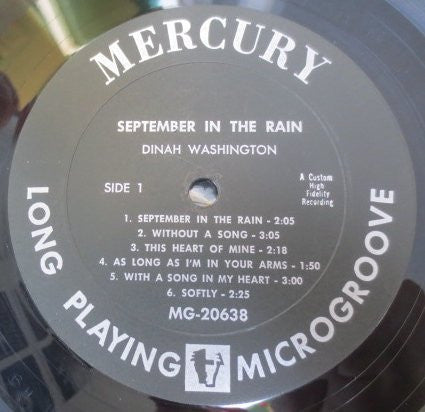 Dinah Washington : September In The Rain (LP, Album, Mono)