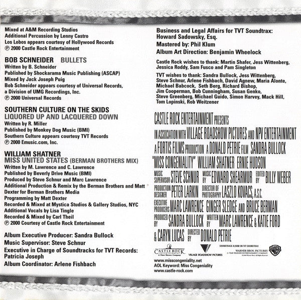 Various : Miss Congeniality (Original Motion Picture Soundtrack) (CD, Comp)