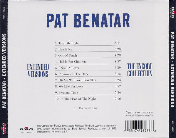 Pat Benatar : Extended Versions: The Encore Collection (CD, Comp)