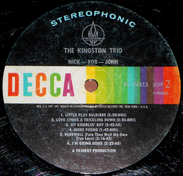 Kingston Trio : Nick - Bob - John (LP, Album, Glo)