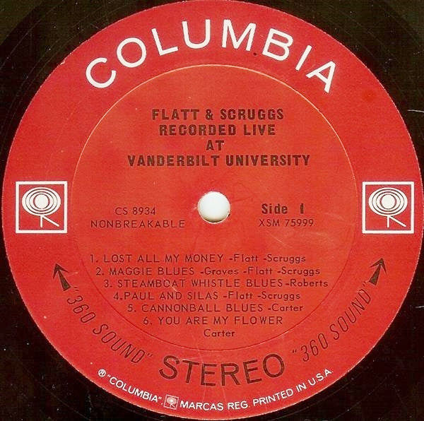 Flatt & Scruggs : Recorded Live At Vanderbilt University (LP, Album, Pit)