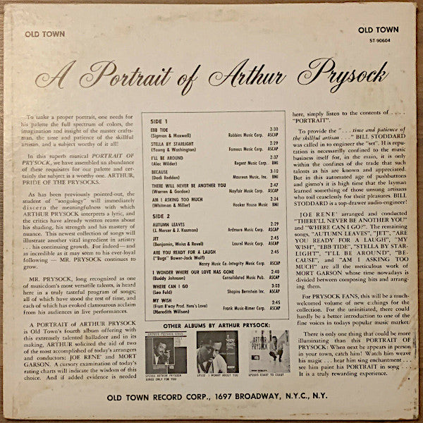 Arthur Prysock : A Portrait Of Arthur Prysock (LP, Album, Club)