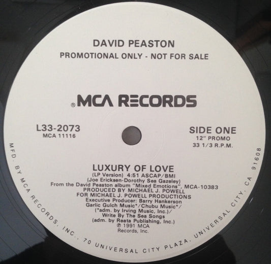 David Peaston : Luxury Of Love (12", Promo)